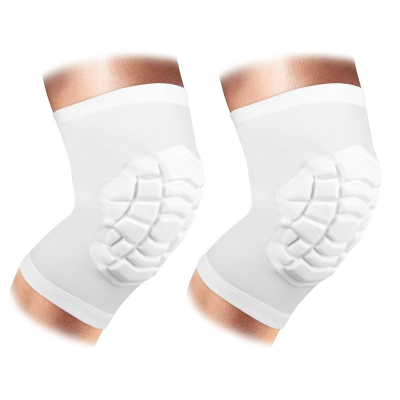 ZODEYI Wrestling Knee Pads Short Knee Sleeve, 2 Pcs Knee Compression Sleeve for Football, Basketball, Volleyball(White_XS_2 Pcs) - Image 1